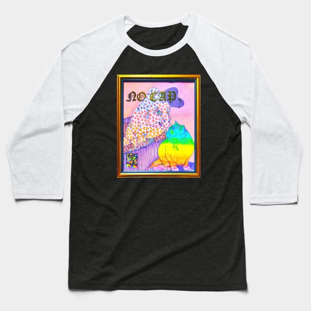 Rainbow Dinosaur Cat Coloring Book Collage Framed Art No Cap Y2K Design Baseball T-Shirt by TriangleWorship